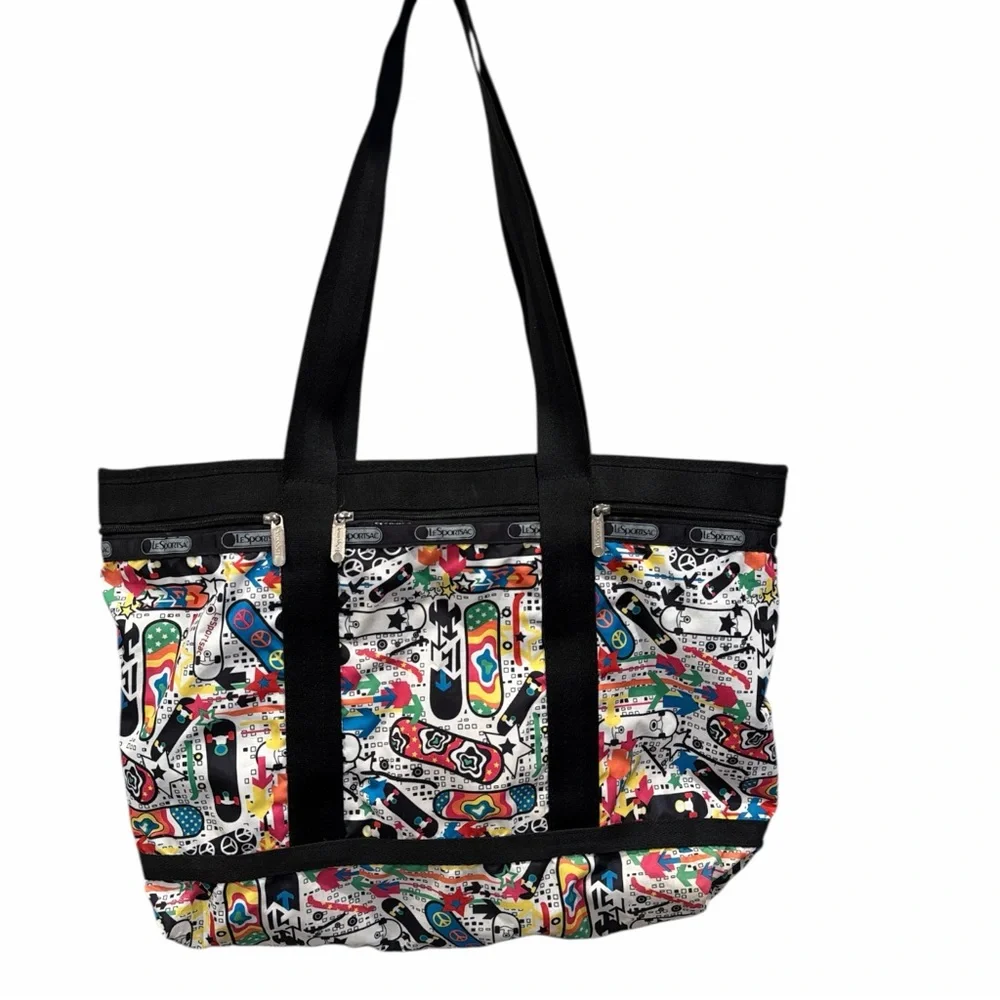 LeSportsac Skateboard Peace All-Over Print Large Tote